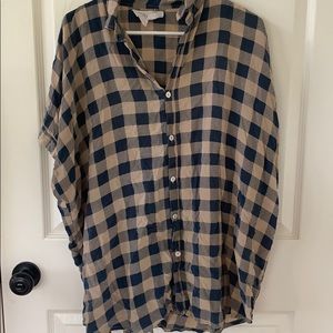 Acacia Mombasa dark blue and tan check print